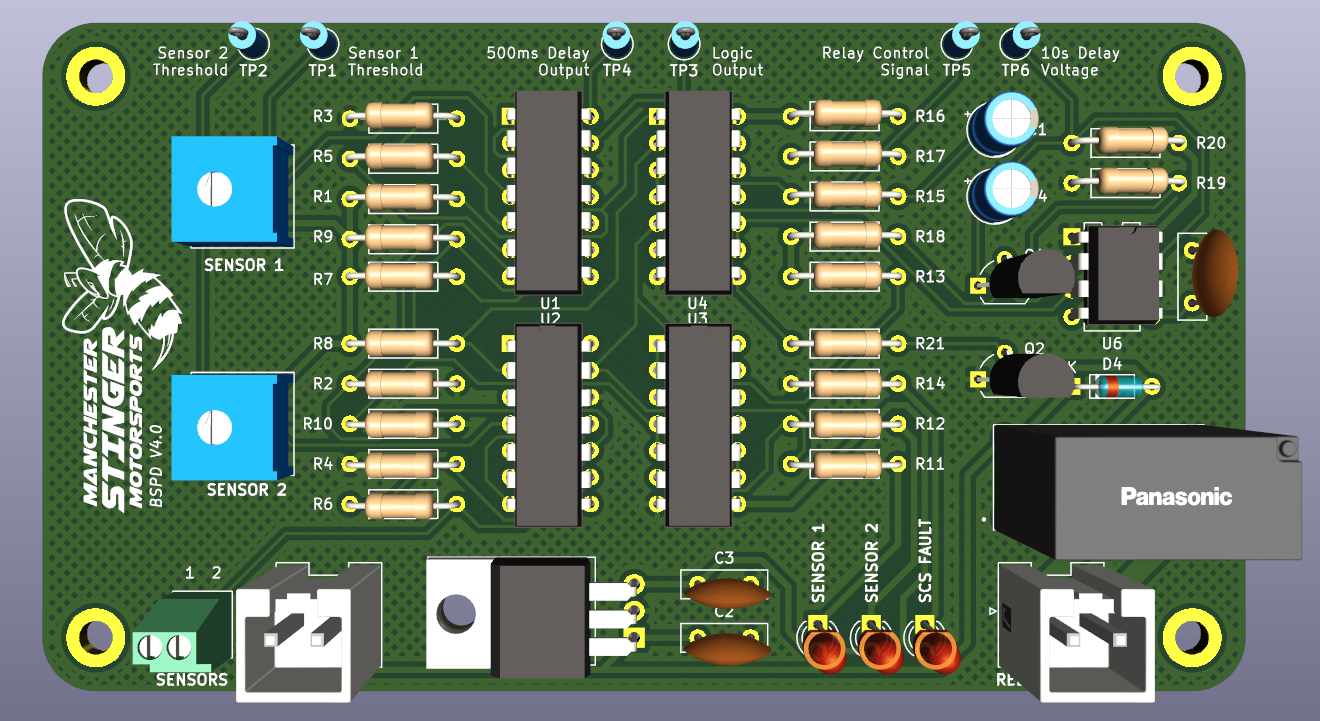 BSPD — Manchester Stinger Motorsports brake system plausibility device PCB