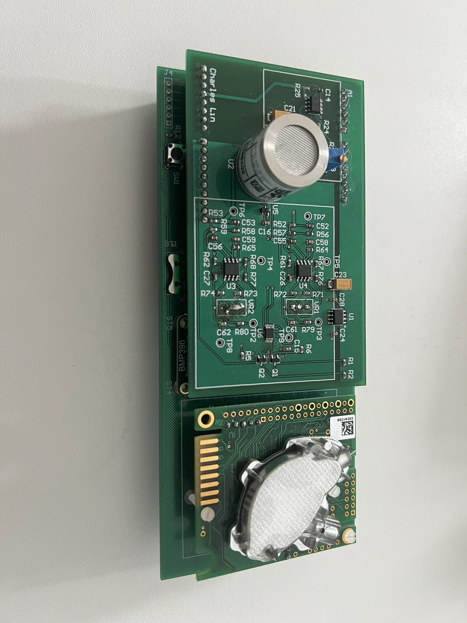 Dual gas-sensing platform PCB with mounted gas sensor module