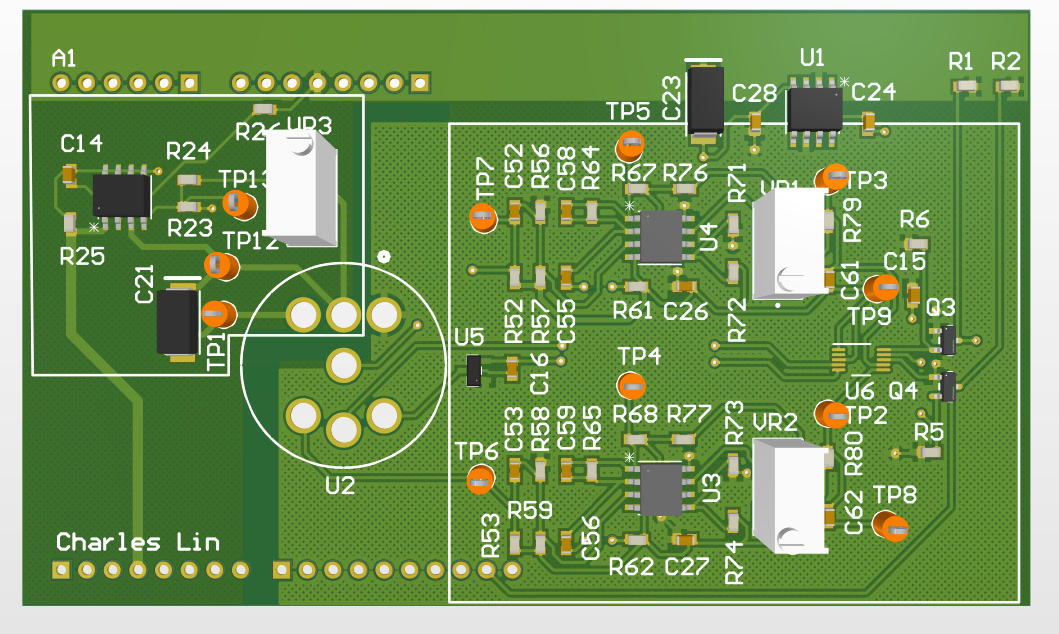 Render of the dual gas-sensing platform PCB